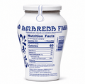 Fabbri Amarena cherries in syrup nutrition facts label on jar, highlighting gluten-free, vegan, and non-GMO features.