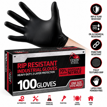 Venom Steel industrial nitrile gloves 6 mil rip resistant 100 count