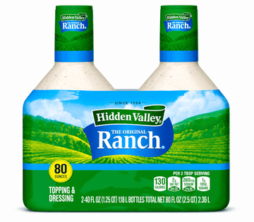 Hidden Valley ranch dressing 40 oz 2-Pack, creamy salad dressing & dip with classic homestyle flavor.