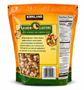 Kirkland Signature's cashew almond pumpkin seed snack in a colorful bag, featuring cashew clusters with almonds and pumpkin seeds.