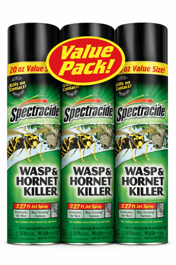 Spectracide Wasp & Hornet Killer Spray 20 oz (3-Pack) with 27 ft Jet Spray, outdoor insect killer for wasps and hornets.