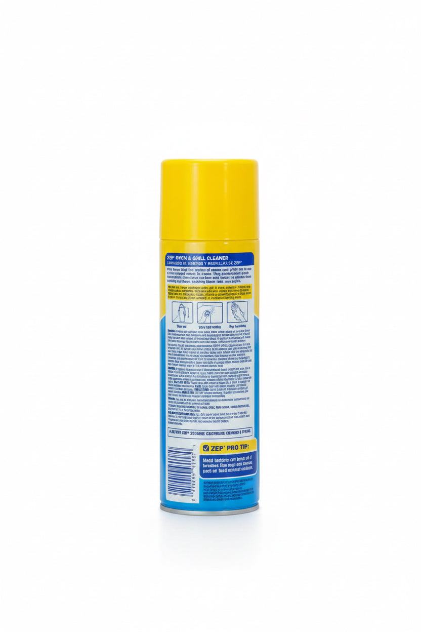Zep Commercial Grill And Oven Cleaner aerosol can, featuring citrus scent and fragrance-free formula, ideal for tough cleaning.